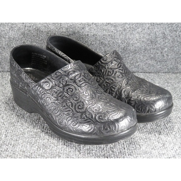 Abeo Shoes - Abeo Flora Clog Black Leather Slip On Women's 8.5N Comfort Professional Textured
